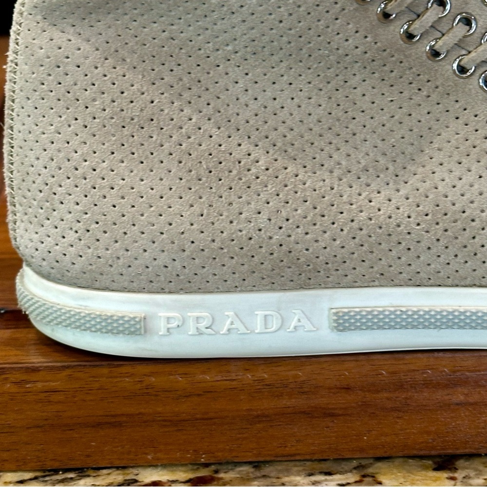 Prada Hi-Top Suede Whip Stitch Sneakers US 9 / 8.5 - Picture 7 of 8